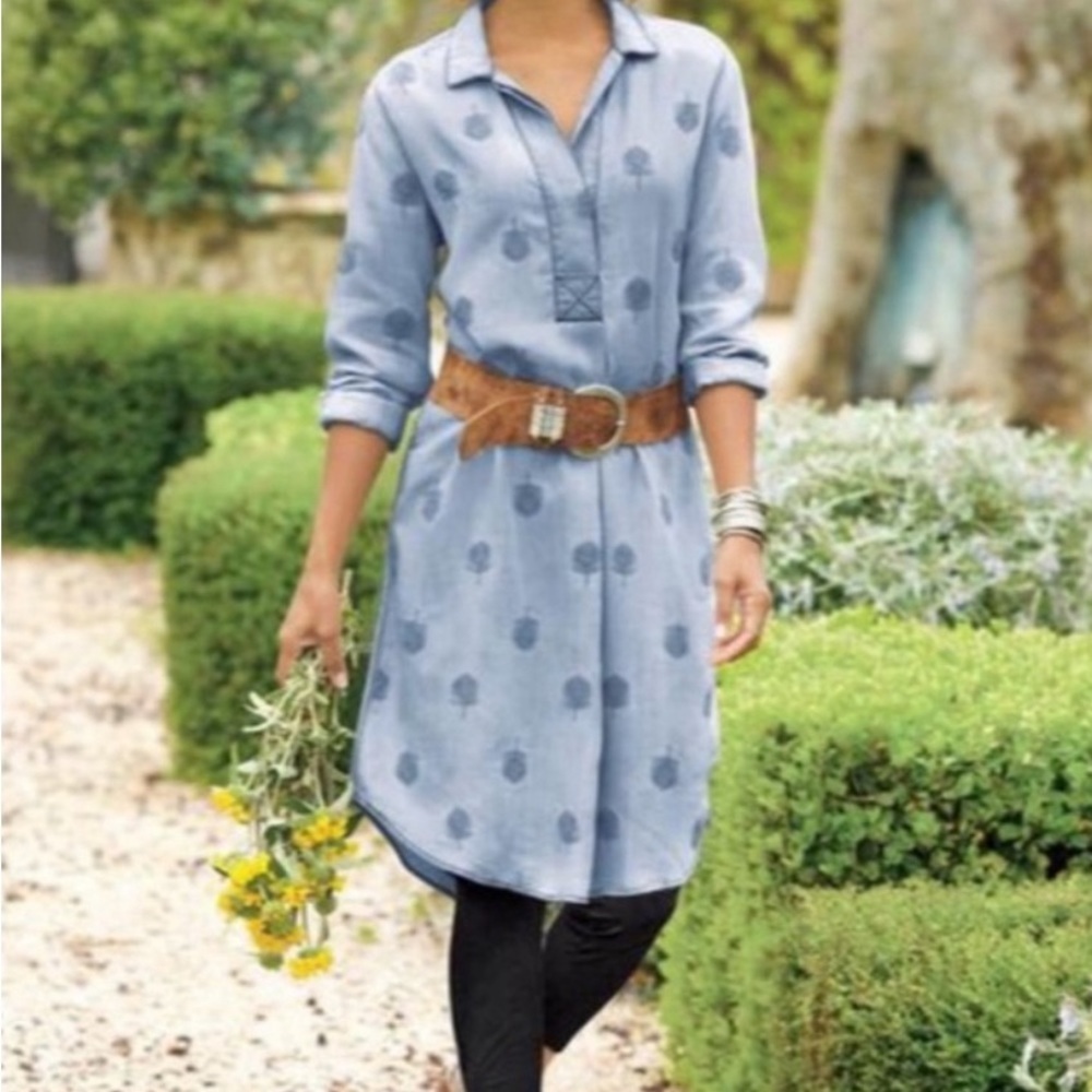 Soft Surroundings Paisley Park Peacock Feather Embroider Dress Size Medium